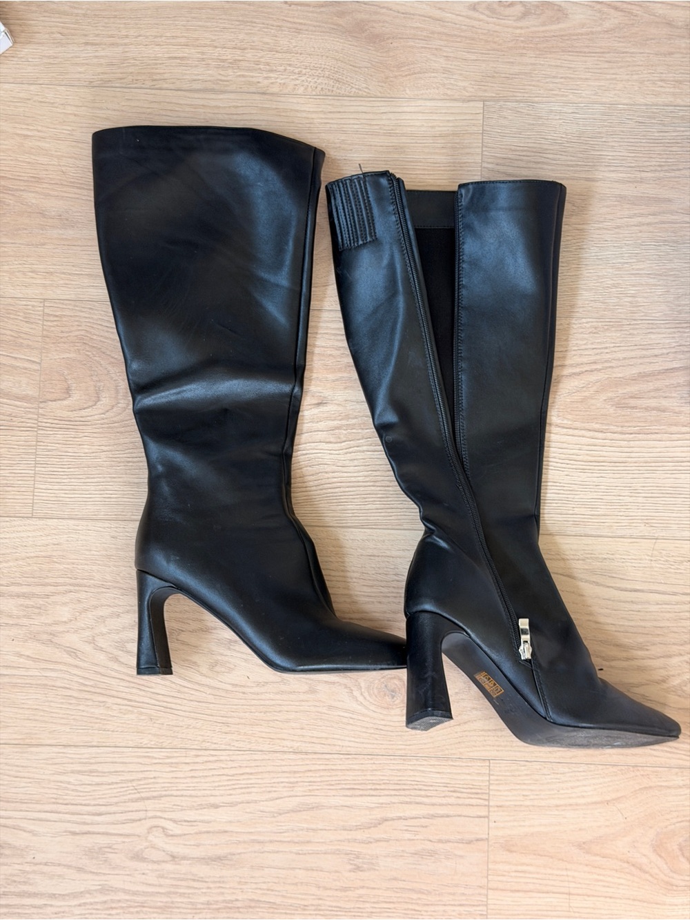 Princess Polly Black Knee-High Heeled Riding Boots